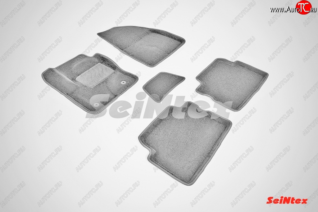 3 899 р. Износостойкие коврики в салон SeiNtex Premium 3D 4 шт. (ворсовые, серые)  Ford Kuga  2 (2013-2016)
