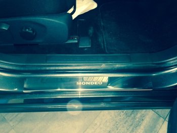 2 179 р. Накладки порожков салона INOX Ford Mondeo MK5 CD391 дорестайлинг седан (2014-2018) (Нержавеющая сталь). Увеличить фотографию 4