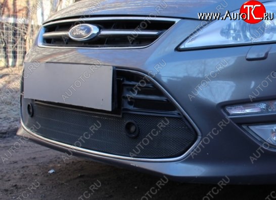 2 149 р. Защитная сетка на бампер (с парктрониками) Russtal (черная) Ford Mondeo Mk4,BD рестайлинг, седан (2010-2014)