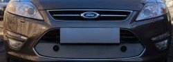 1 559 р. Защитная сетка на бампер (с парктрониками) Russtal (хром) Ford Mondeo Mk4,BD рестайлинг, седан (2010-2014). Увеличить фотографию 1