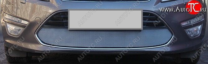 1 539 р. Защитная сетка на бампер Russtal (хром) Ford Mondeo Mk4,BD рестайлинг, седан (2010-2014)