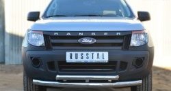 25 799 р. Защита переднего бампера (2 трубыØ76 и 63 мм, нержавейка) Russtal Ford Ranger DoubleCab дорестайлинг (2011-2016). Увеличить фотографию 1