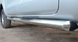 19 799 р. Защита порогов с пластиковыми вставками для ног из круглой трубы диаметром 76 мм Russtal Ford Ranger DoubleCab дорестайлинг (2011-2016) (Защита порогов с со скосами на торцах (вариант 1)). Увеличить фотографию 3