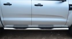 19 799 р. Защита порогов с пластиковыми вставками для ног из круглой трубы диаметром 76 мм Russtal  Ford Ranger  DoubleCab (2011-2016) (Защита порогов с со скосами на торцах (вариант 1)). Увеличить фотографию 5