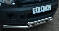 23 449 р. Защита переднего бампера (2 трубыØ76 и 63 мм с декор. элементами, нержавейка) Russtal Ford Ranger DoubleCab дорестайлинг (2011-2016). Увеличить фотографию 3