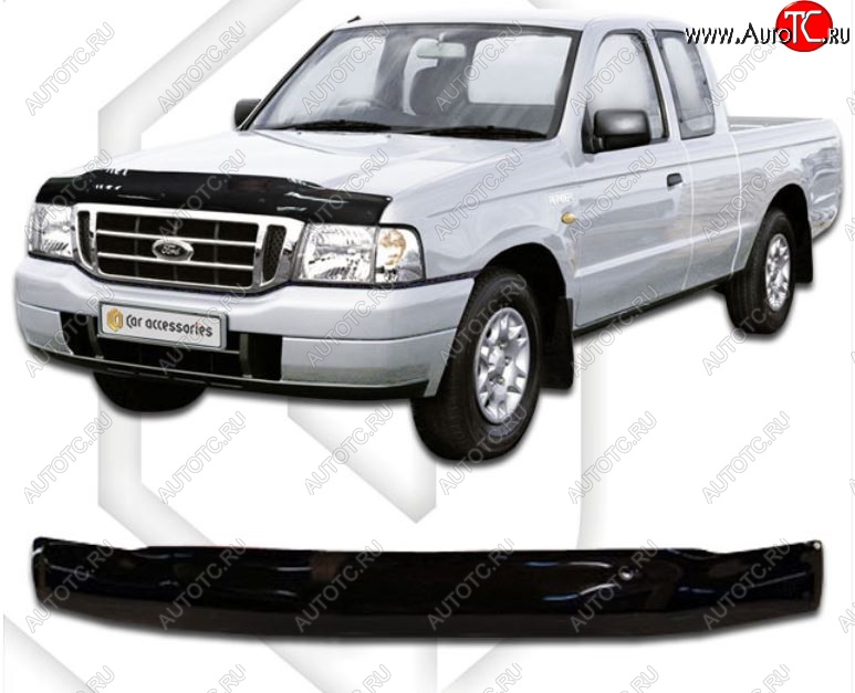 2 079 р. Дефлектор капота CA-Plastic  Ford Ranger  1 (2003-2007) (Classic черный, Без надписи)