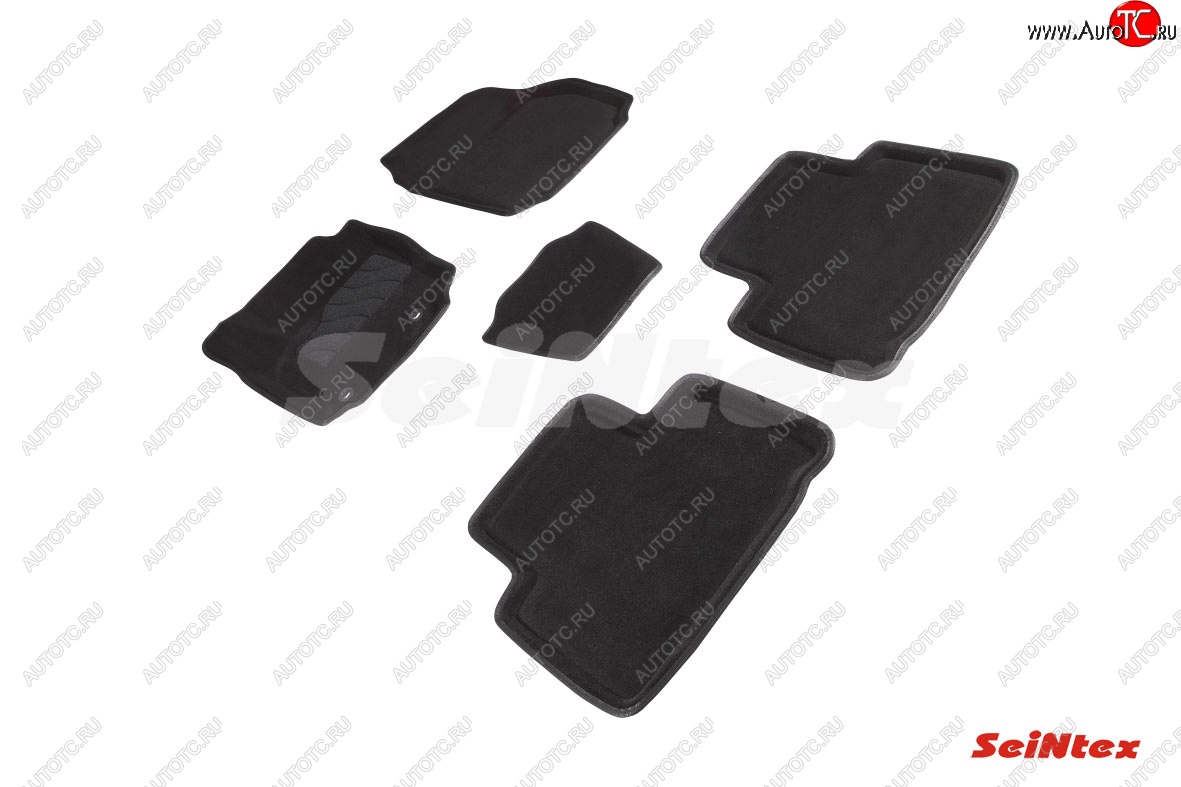 4 799 р. Комплект 3D ковриков в салон (ворсовые / чёрные) Seintex Ford S-Max 1 рестайлинг (2010-2015)