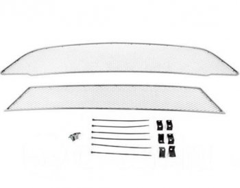 3 099 р. Сетка в воздухозаборник бампера Arbori (15 мм, без парктроника) Ford Tourneo Custom дорестайлинг (2012-2018) (Хром). Увеличить фотографию 1