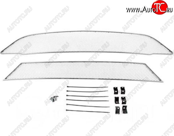 3 099 р. Сетка в воздухозаборник бампера Arbori (15 мм, без парктроника) Ford Tourneo Custom дорестайлинг (2012-2018) (Хром)