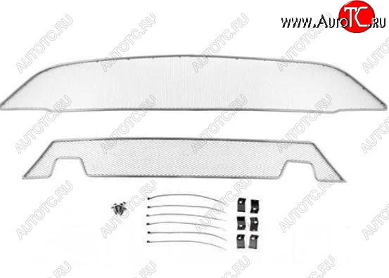 3 299 р. Сетка в воздухозаборник бампера Arbori (15 мм, с парктроником) Ford Tourneo Custom дорестайлинг (2012-2018) (Хром)