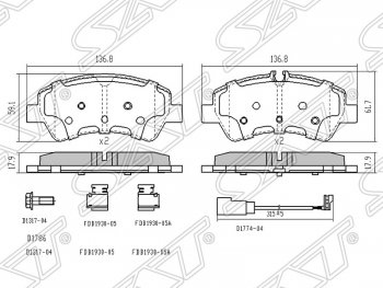 1 379 р. Колодки тормозные SAT (задние)  Ford Tourneo Connect - Transit Custom. Увеличить фотографию 1