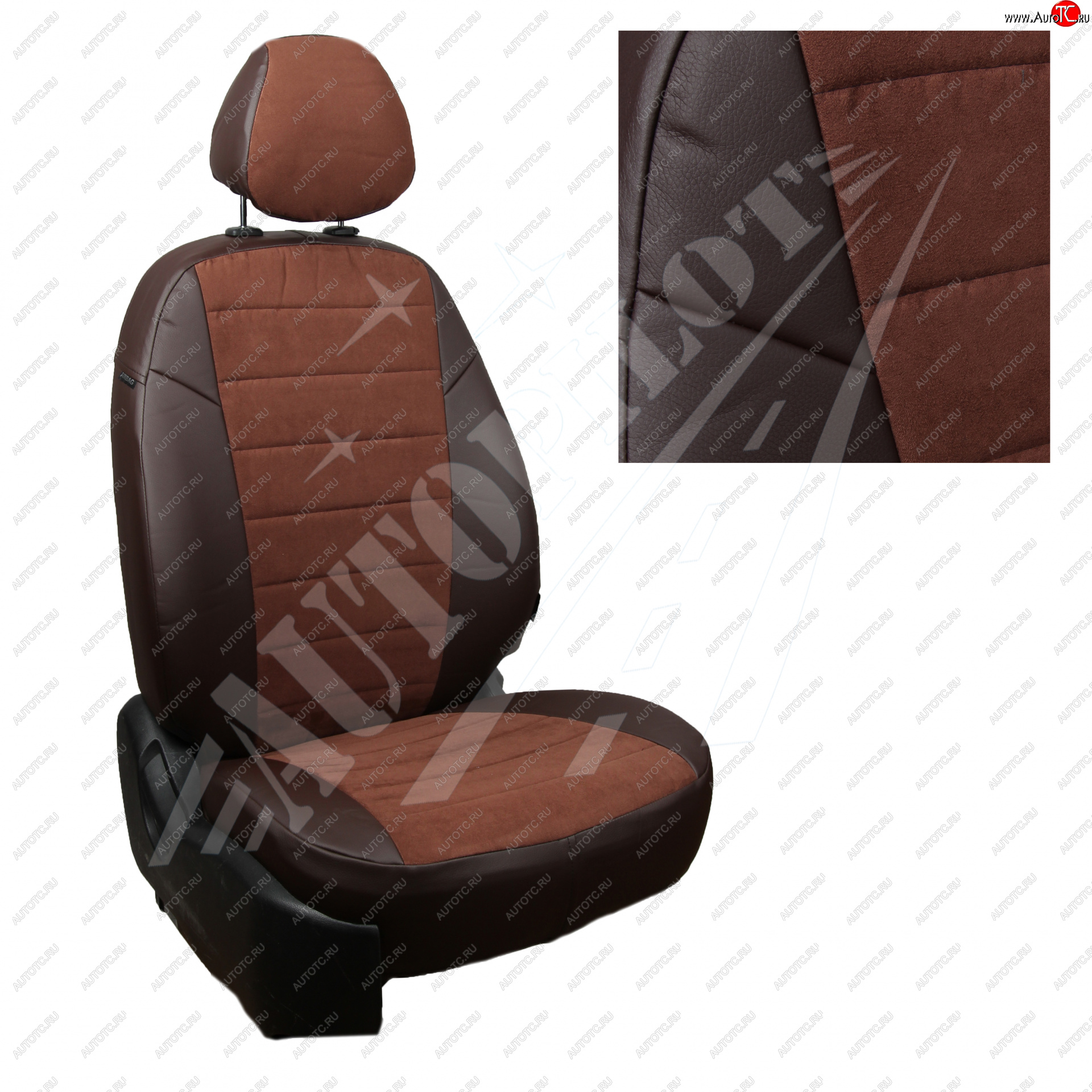8 299 р. Чехлы сидений AUTOPILOT Алькантара (3 места)  Ford Transit  4 (2014-2024) (Шоколад + Шоколад)