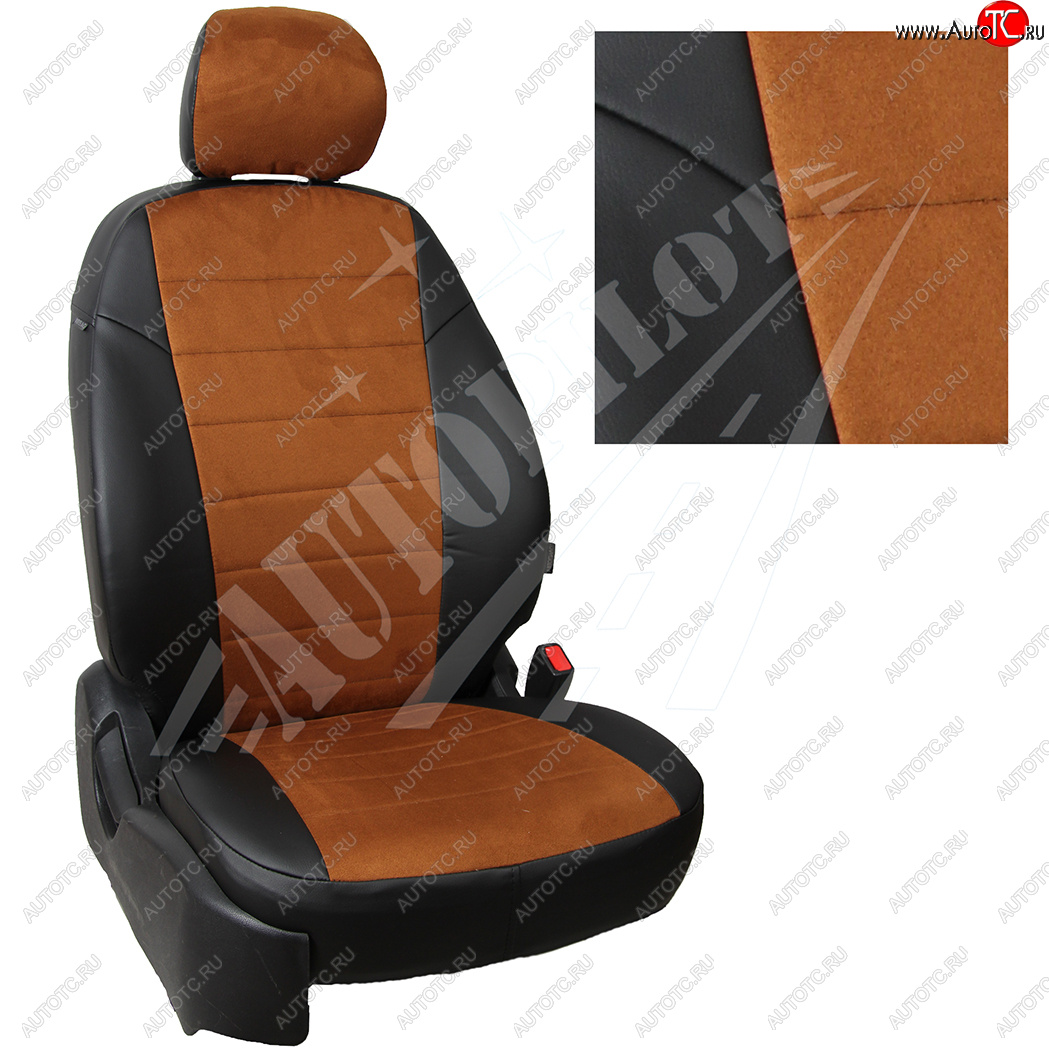 8 299 р. Чехлы сидений AUTOPILOT Алькантара (3 места)  Ford Transit  4 (2014-2024) (Черный + Коричневый)