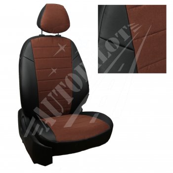 8 299 р. Чехлы сидений AUTOPILOT Алькантара (3 места)  Ford Transit  4 (2014-2024) (Черный + Шоколад). Увеличить фотографию 1