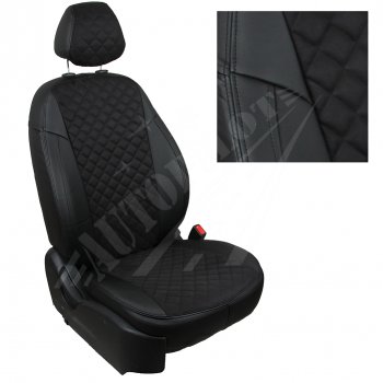 8 699 р. Чехлы сидений AUTOPILOT Алькантара Ромб (3 места)  Ford Transit  4 (2014-2024) (Черный + Черный). Увеличить фотографию 1