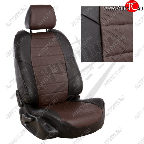 4 489 р. Чехлы сидений AUTOPILOT Экокожа (3 места)  Ford Transit  4 (2014-2024) (Черный + Шоколад)