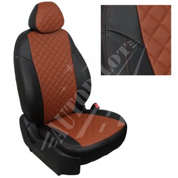 8 699 р. Чехлы сидений AUTOPILOT Экокожа Ромб (3 места)  Ford Transit  4 (2014-2024) (Черный + Коричневый). Увеличить фотографию 1