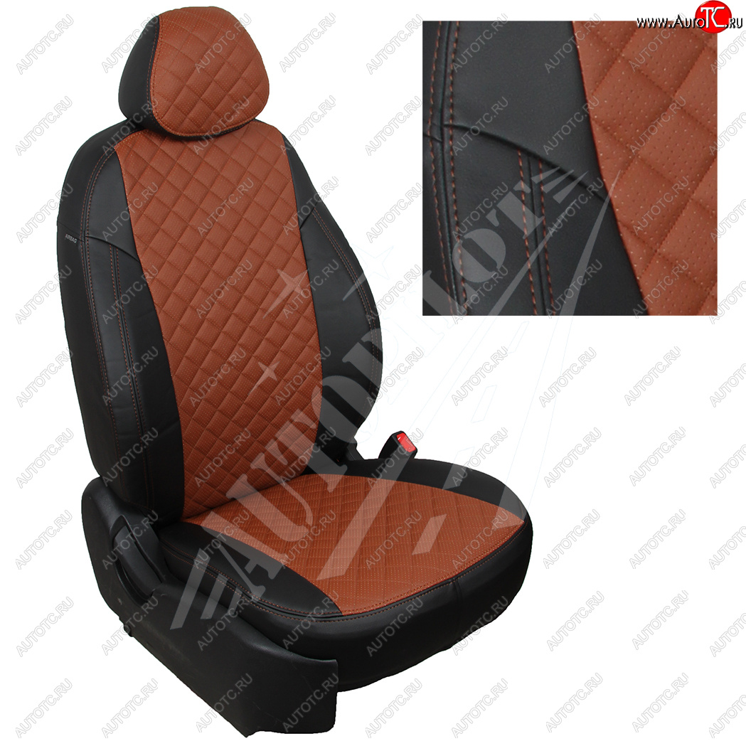 8 699 р. Чехлы сидений AUTOPILOT Экокожа Ромб (3 места)  Ford Transit  4 (2014-2024) (Черный + Коричневый)
