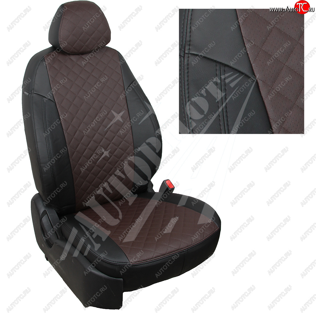 4 699 р. Чехлы сидений AUTOPILOT Экокожа Ромб (3 места)  Ford Transit  4 (2014-2024) (Черный + Шоколад)