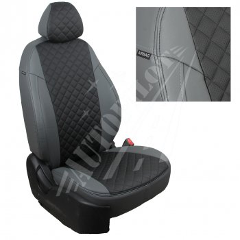 8 699 р. Чехлы сидений AUTOPILOT Экокожа Ромб (3 места)  Ford Transit  4 (2014-2024) (Серый + Черный). Увеличить фотографию 1