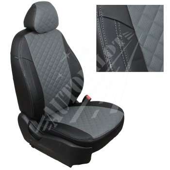4 699 р. Чехлы сидений AUTOPILOT Экокожа Ромб (3 места)  Ford Transit  4 (2014-2024) (Черный + Серый). Увеличить фотографию 1