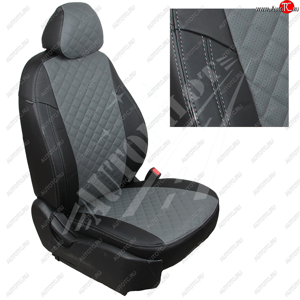 4 699 р. Чехлы сидений AUTOPILOT Экокожа Ромб (3 места)  Ford Transit  4 (2014-2024) (Черный + Серый)