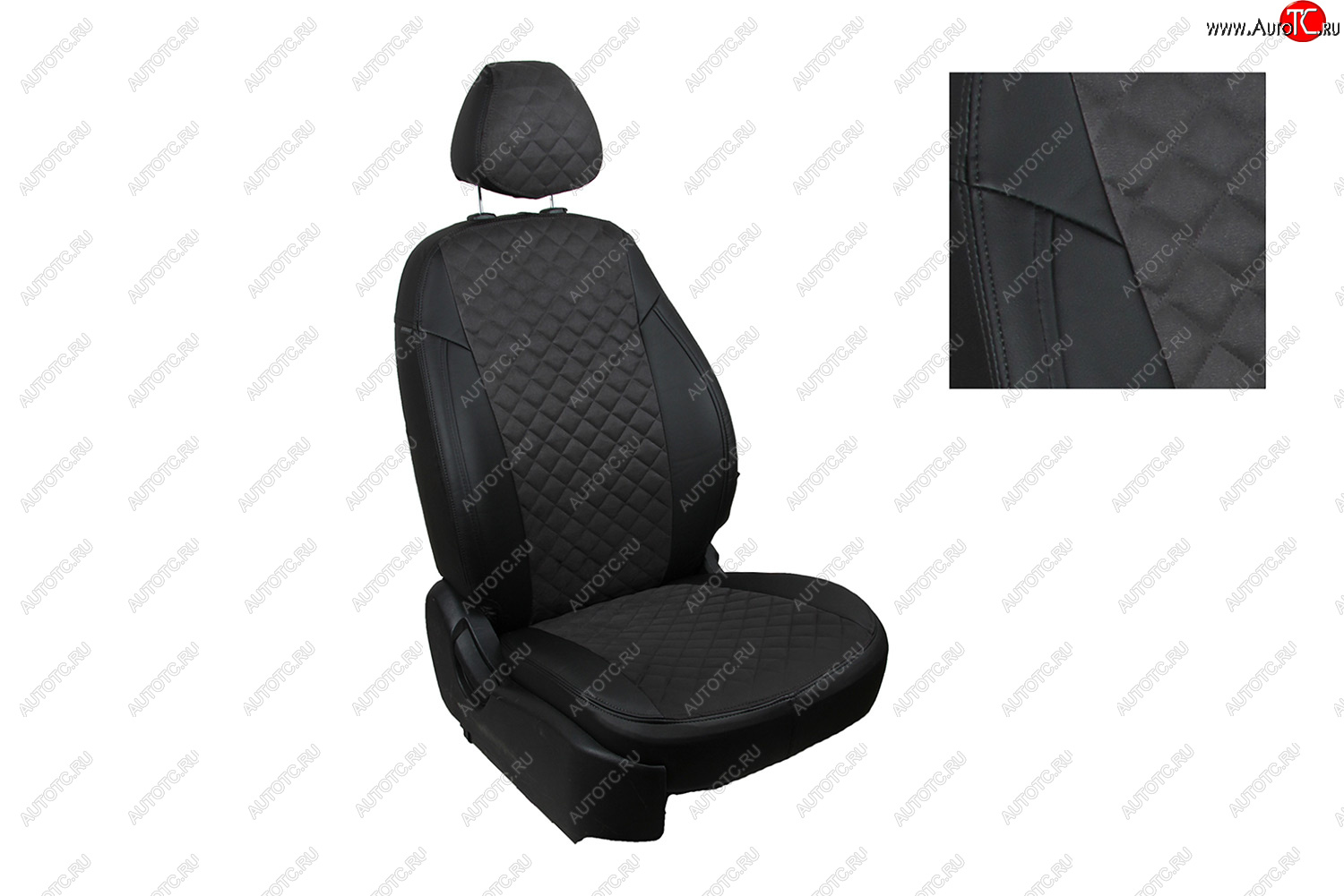 3 499 р. Чехлы для сидений Seintex Ромб Алькантара (8g, 3 места)  Ford Transit  4 (2014-2021) (Цвет: черный)
