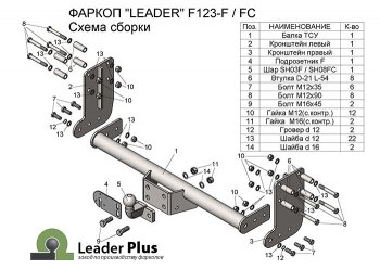 9 549 р. Фаркоп Лидер Плюс (шасси, 2000кг)  Ford Transit (2014-2022) цельнометаллический фургон (Без электропакета). Увеличить фотографию 4