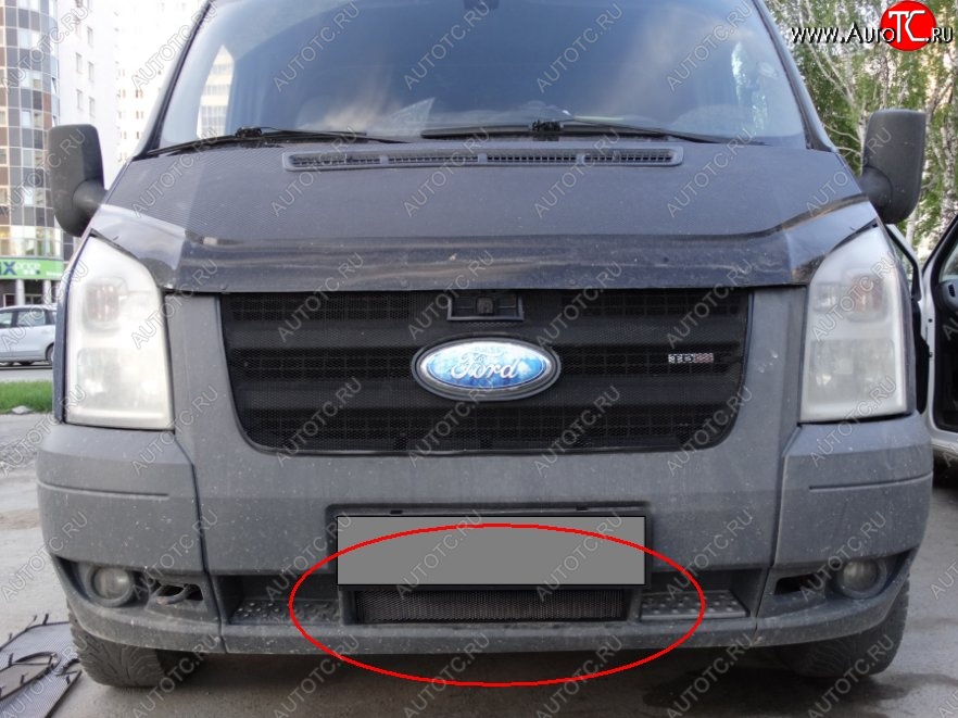 1 229 р. Нижняя защитная сетка на бампер (рестайлинг) Russtal (черная)  Ford Transit  3 (2006-2014)