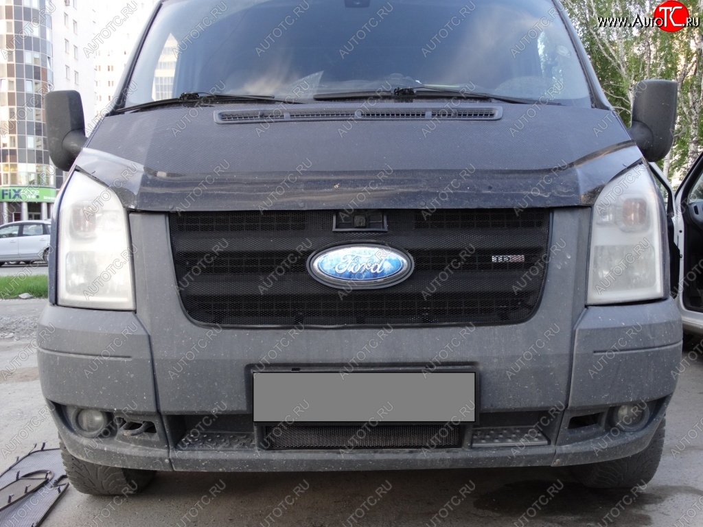 1 469 р. Сетка в решетку радиатора Russtal  Ford Transit  3 (2006-2014) (черная)