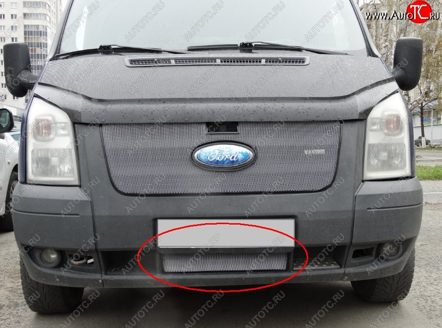 1 539 р. Нижняя защитная сетка на бампер (рестайлинг) Russtal (хром)  Ford Transit  3 (2006-2014)
