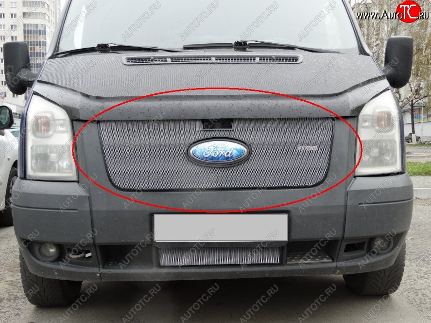 1 879 р. Сетка в решетку радиатора Russtal  Ford Transit  3 (2006-2014) (хром)