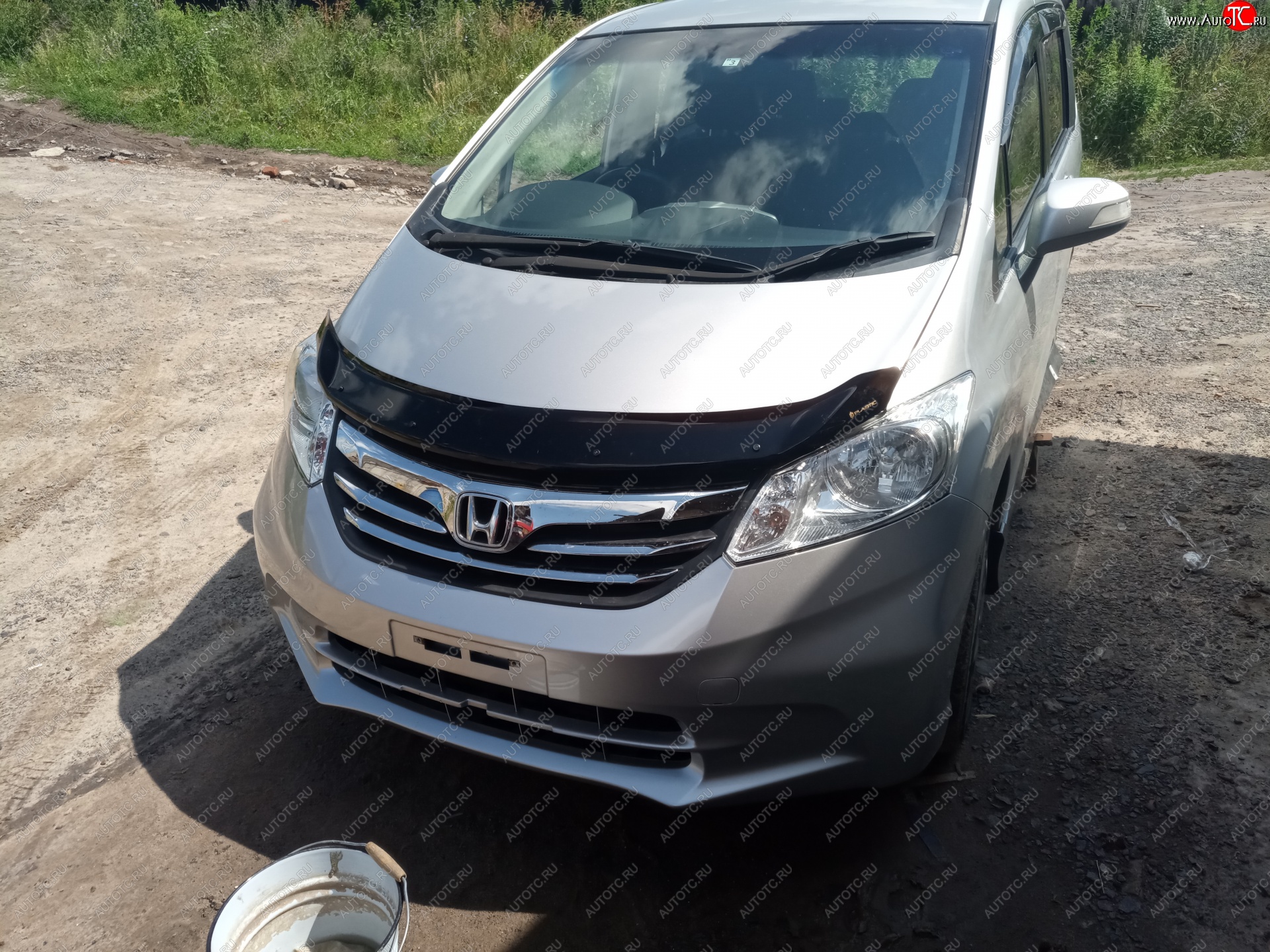 Дефлектор капота (GB3) CA-Plastic Honda Freed GB3,GB4 (2008-2011) (Classic  черный, Без надписи)