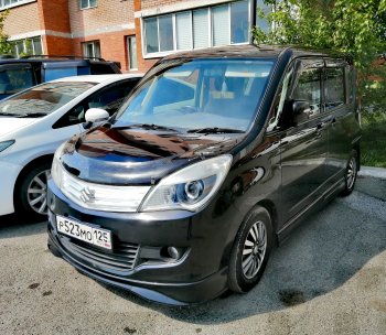 2 299 р. Дефлектор капота CA-Plastiс  Suzuki Solio (2010-2015) (Шелкография черная). Увеличить фотографию 4