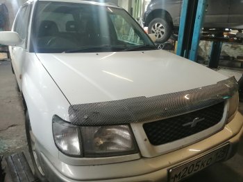 2 199 р. Дефлектор капота CA-Plastiс  Subaru Forester  SF (1997-2000) (Шелкография карбон-серебро). Увеличить фотографию 4