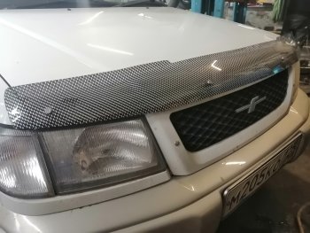 2 399 р. Дефлектор капота CA-Plastiс  Subaru Forester  SF (1997-2000) дорестайлинг (Шелкография карбон-серебро). Увеличить фотографию 2