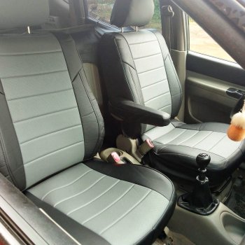 7 499 р. Чехлы сидений (экокожа) Автопилот Chevrolet Rezzo (2000-2008) (черный/серый). Увеличить фотографию 6