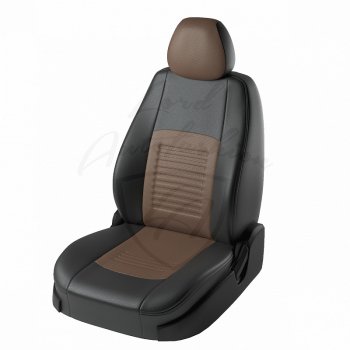 Чехлы для сидений Lord Autofashion Турин (экокожа, 3 места) ГАЗ ГАЗель Next A31,A32, C45, C46 цельнометаллический фургон (2016-2024)  (Черный, вставка коричневая)
