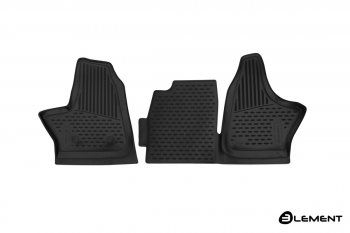 Комплект 3D ковриков салона Element (полиуретан, дистанционный привод ручки КПП) ГАЗ ГАЗель Next A60,A63, A64 автобус (2014-2021)  (Черные 2 шт.)