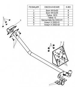 3 499 р. Фаркоп Лидер Плюс ГАЗ ГАЗель 3302 дорестайлинг шасси (1994-2002) (Без электропакета). Увеличить фотографию 2