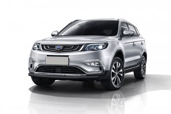 8 999 р. Защита переднего бампера Slitkoff (d57 мм)  Geely Atlas (2017-2024) (Нержавейка, Полированная). Увеличить фотографию 2