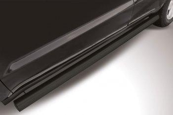 8 699 р. Защита порогов Slitkoff (d76 мм)  Geely Emgrand X7 (2015-2018) (Сталь с полимерным покрытием. Цвет: чёрный). Увеличить фотографию 1