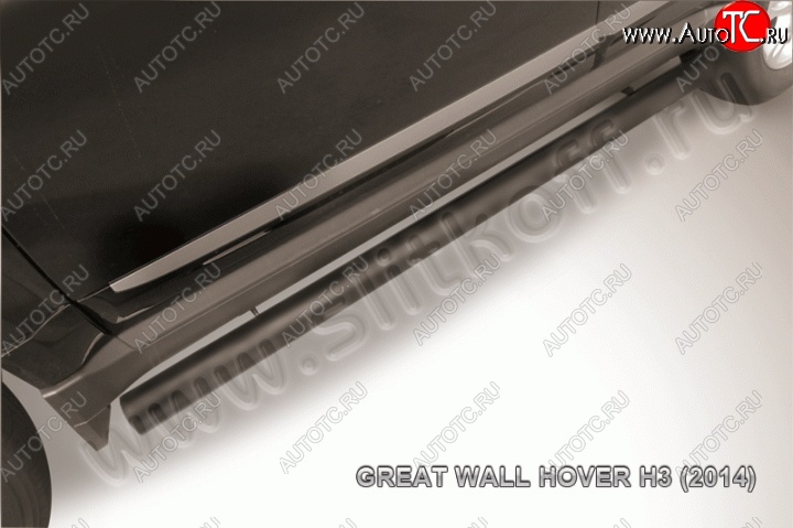 8 599 р. Защита порогов Slitkoff (труба d76)  Great Wall Hover H3 (2014-2016) (Цвет: серебристый)