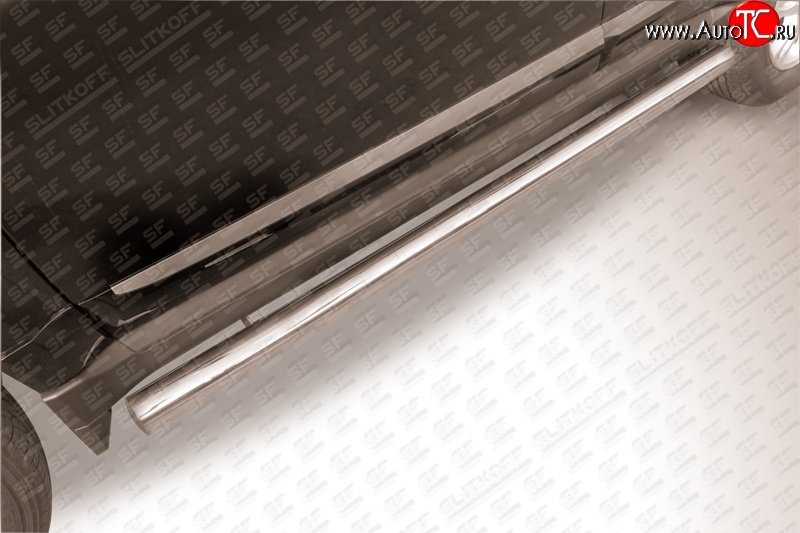 12 349 р. Защита порогов из круглой трубы диаметром 76 мм Slitkoff Great Wall Hover H3  рестайлинг (2014-2016) (Нержавейка, Полированная)