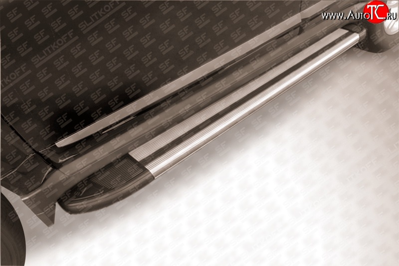 10 699 р. Алюминиевые пороги Slitkoff Luxe Silver Great Wall Hover H3  рестайлинг (2014-2016)