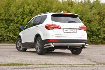 Защита заднего бампера Petroil Tuning (уголки двойные, d63/51) Haval H6 1 (2014-2017)  (Нержавеющая полированная сталь)