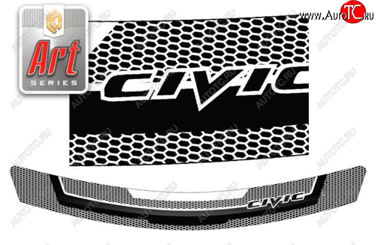 2 169 р. Дефлектор капота CA-Plastiс  Honda Civic  8 (2005-2011) (Серия Art серебро)