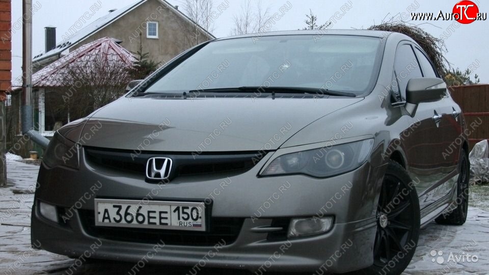 629 р. Реснички на фары Style  Honda Civic  8 (2005-2011) (Неокрашенные)