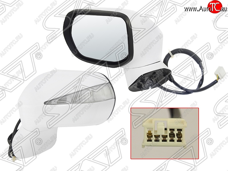 10 199 р. Боковое левое зеркало заднего вида SAT (складное, регулировка, указатель поворота, 7 контактов) Honda Civic 8 FD дорестайлинг, седан (2005-2008) (Неокрашенное)