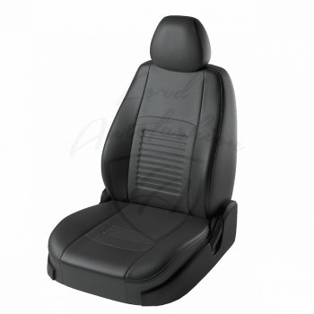 Чехлы для сидений (к-я Elegance) Lord Autofashion Турин (экокожа) Honda Civic 8 FD рестайлинг седан (2009-2011)  (Чёрный, вставка чёрная)
